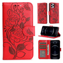 Load image into Gallery viewer, 3D Embossed Rose Wallet iPhone Case - Libiyi