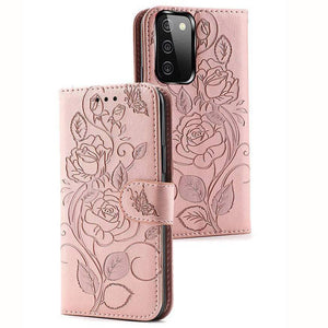 3D Embossed Rose Wallet Case For Samsung A02S - Libiyi