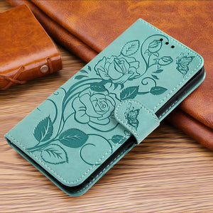 3D Embossed Rose Wallet Case For Samsung A02S - Libiyi