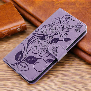 3D Embossed Rose Wallet Case For Samsung A02S - Libiyi