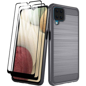 Luxury Carbon Fiber Case For Samsung A12 With 2-Pack Screen Protectors - Libiyi