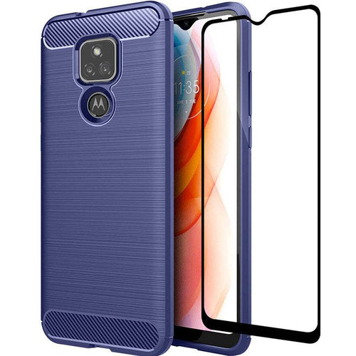 Luxury Carbon Fiber Case For Moto E7 With Screen Protector - Libiyi