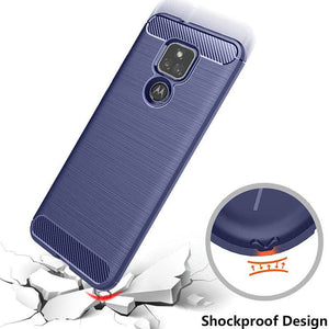 Luxury Carbon Fiber Case For Moto E7 With Screen Protector - Libiyi