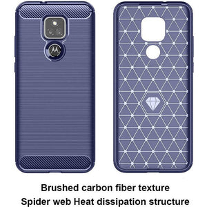 Luxury Carbon Fiber Case For Moto E7 With Screen Protector - Libiyi