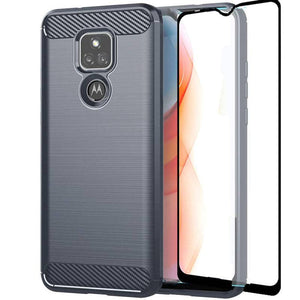 Luxury Carbon Fiber Case For Moto E7 With Screen Protector - Libiyi