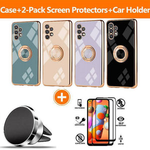 Slim Thin Finger Ring Stand Electroplated Silicone Case For Samsung A32(5G) - Libiyi