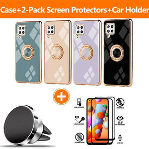 Slim Thin Finger Ring Stand Electroplated Silicone Case For Samsung A42(5G) - Libiyi