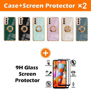 Shiny Plating Built-in Finger Ring Case For Samsung S21 - Libiyi