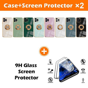 Shiny Plating Built-in Finger Ring Case For iPhone 12 Series - Libiyi