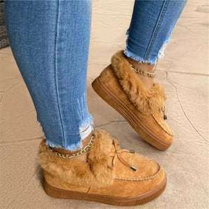 Winter Comfy Suede Casual Fashion Flat Snow Boots - Keillini