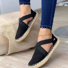 Load image into Gallery viewer, Libiyi Flat Straw Braid Elastic Strap Casual Shoes - Libiyi