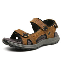 Charger l&#39;image dans la galerie, Libiyi Men Comfy Cowhide Leather Opened Toe Hook Loop Outdoor Sport Sandals - Libiyi