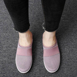 Libiyi Women Daily Fly Knit Fabric Summer Air Cushion Mule Slippers - Libiyi