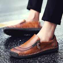 Carregar imagem no visualizador da galeria, Libiyi Men Hand Stitching Zipper Slip-ons Leather Shoes - Libiyi