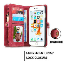 Cargar imagen en el visor de la galería, Zipper Wallet Magnetic Case Detachable 2 in 1 Cover For iPhone - Libiyi