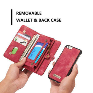 Zipper Wallet Magnetic Case Detachable 2 in 1 Cover For iPhone - Libiyi