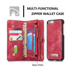 Zipper Wallet Magnetic Case Detachable 2 in 1 Cover For iPhone - Libiyi