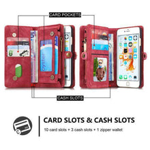 Cargar imagen en el visor de la galería, Zipper Wallet Magnetic Case Detachable 2 in 1 Cover For iPhone - Libiyi