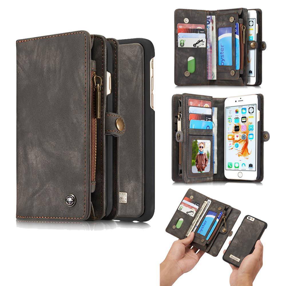 Zipper Wallet Magnetic Case Detachable 2 in 1 Cover For iPhone - Libiyi