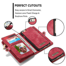 Cargar imagen en el visor de la galería, Zipper Wallet Magnetic Case Detachable 2 in 1 Cover For iPhone - Libiyi