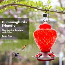 Cargar imagen en el visor de la galería, Hand Blown Glass Hummingbird Feeder  - 38 Ounces - Libiyi