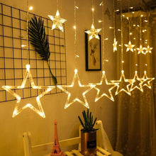 Charger l&#39;image dans la galerie, LED Star Curtain Lights 12 Stars 8 Modes Christmas String Lights - Libiyi