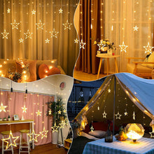 Charger l&#39;image dans la galerie, LED Star Curtain Lights 12 Stars 8 Modes Christmas String Lights - Libiyi