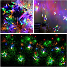 Charger l&#39;image dans la galerie, LED Star Curtain Lights 12 Stars 8 Modes Christmas String Lights - Libiyi