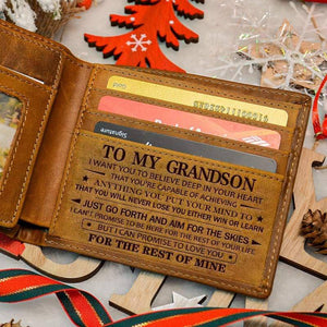 To My GrandSon - Premium Cow Leather Card Wallet - Libiyi