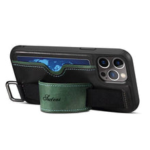 Laden Sie das Bild in den Galerie-Viewer, 2022 Protective Leather Kickstand Wristband Case For iPhone - Libiyi